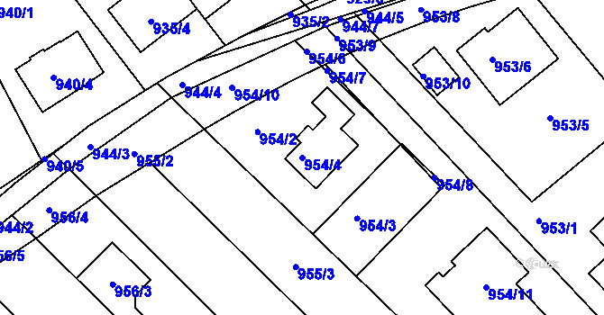 Parcela st. 954/4 v KÚ Telnice u Brna, Katastrální mapa