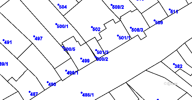 Parcela st. 501/2 v KÚ Telnice u Brna, Katastrální mapa