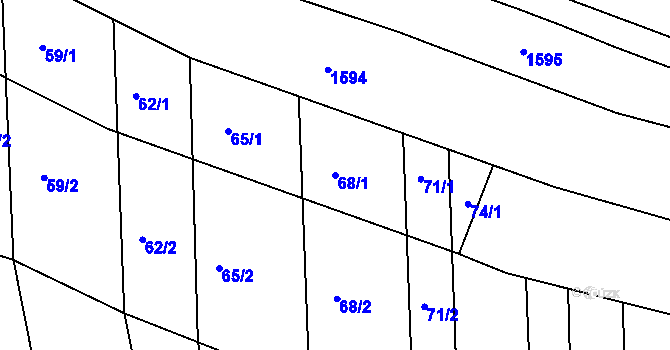 Parcela st. 68/1 v KÚ Telnice u Brna, Katastrální mapa