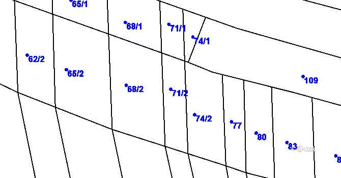Parcela st. 71/2 v KÚ Telnice u Brna, Katastrální mapa