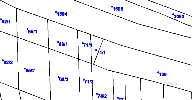 Parcela st. 74/1 v KÚ Telnice u Brna, Katastrální mapa