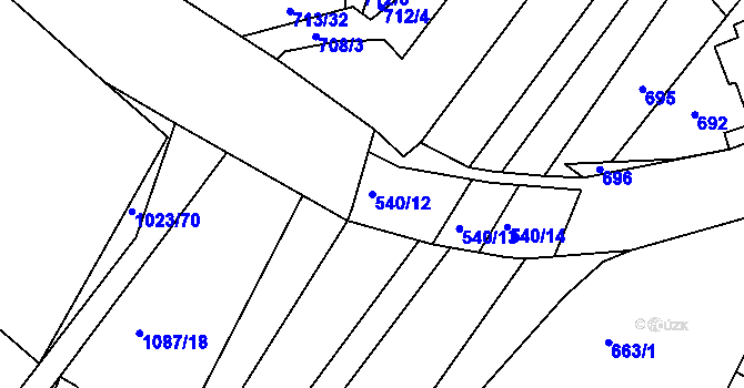 Parcela st. 540/12 v KÚ Telnice u Brna, Katastrální mapa