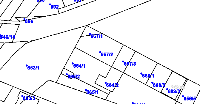 Parcela st. 667/2 v KÚ Telnice u Brna, Katastrální mapa