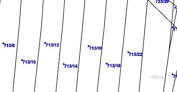 Parcela st. 713/16 v KÚ Telnice u Brna, Katastrální mapa