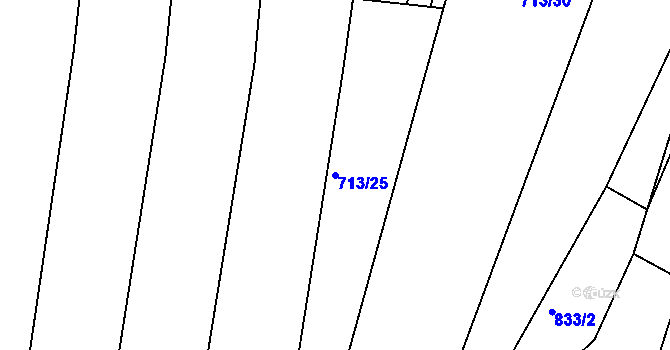Parcela st. 713/25 v KÚ Telnice u Brna, Katastrální mapa
