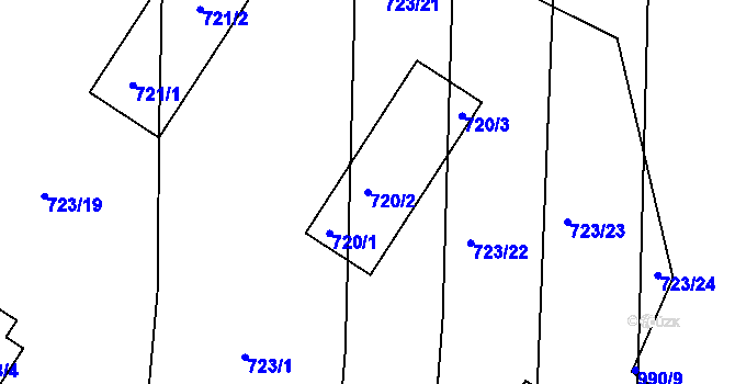 Parcela st. 720/2 v KÚ Telnice u Brna, Katastrální mapa
