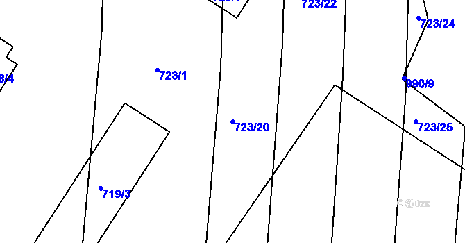 Parcela st. 723/20 v KÚ Telnice u Brna, Katastrální mapa