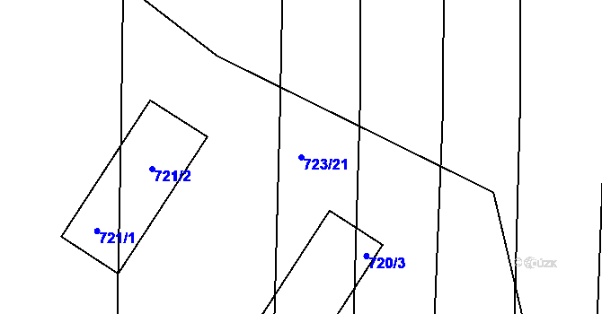Parcela st. 723/21 v KÚ Telnice u Brna, Katastrální mapa