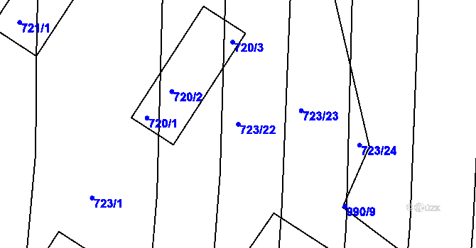 Parcela st. 723/22 v KÚ Telnice u Brna, Katastrální mapa