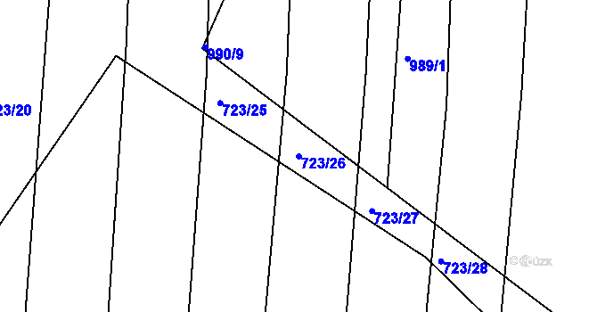 Parcela st. 723/26 v KÚ Telnice u Brna, Katastrální mapa