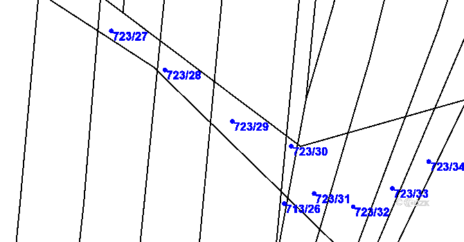 Parcela st. 723/29 v KÚ Telnice u Brna, Katastrální mapa