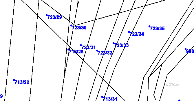 Parcela st. 723/32 v KÚ Telnice u Brna, Katastrální mapa