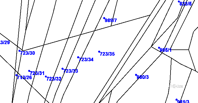 Parcela st. 723/35 v KÚ Telnice u Brna, Katastrální mapa