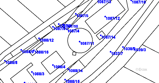 Parcela st. 1087/11 v KÚ Telnice u Brna, Katastrální mapa