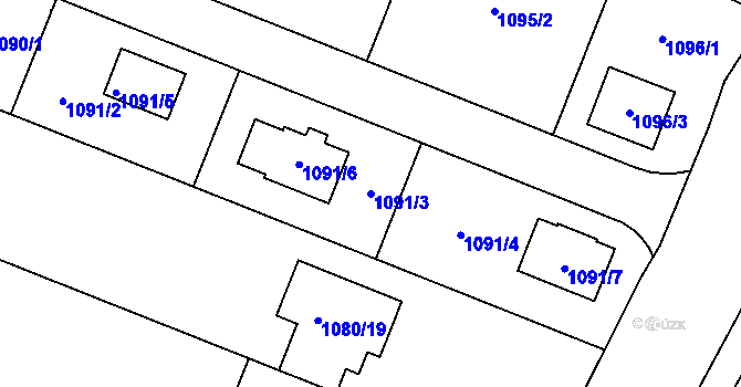 Parcela st. 1091/3 v KÚ Telnice u Brna, Katastrální mapa