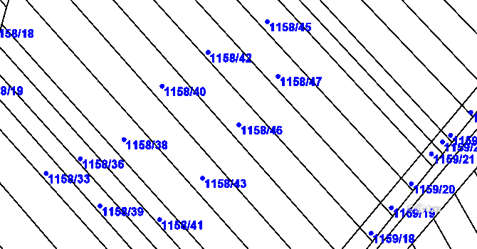 Parcela st. 1158/46 v KÚ Telnice u Brna, Katastrální mapa