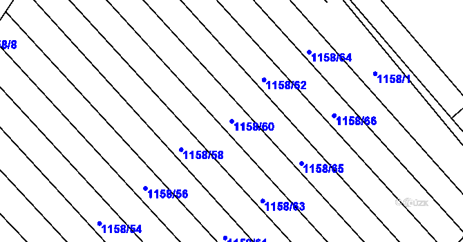 Parcela st. 1158/60 v KÚ Telnice u Brna, Katastrální mapa