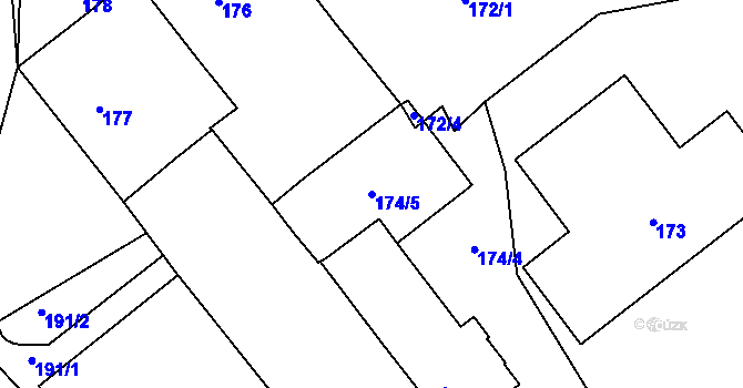 Parcela st. 174/5 v KÚ Telnice u Brna, Katastrální mapa