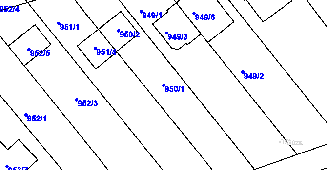 Parcela st. 950/1 v KÚ Telnice u Brna, Katastrální mapa