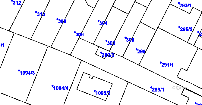 Parcela st. 289/3 v KÚ Telnice u Brna, Katastrální mapa