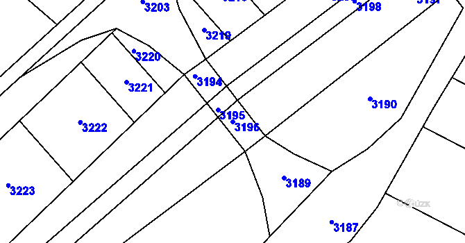 Parcela st. 3196 v KÚ Telnice u Brna, Katastrální mapa