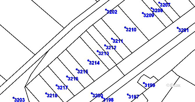Parcela st. 3213 v KÚ Telnice u Brna, Katastrální mapa
