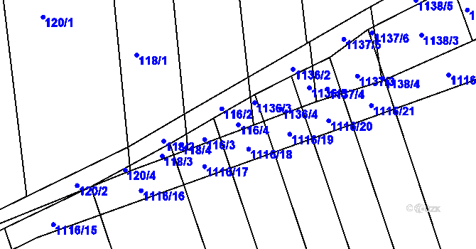 Parcela st. 116/4 v KÚ Telnice u Brna, Katastrální mapa