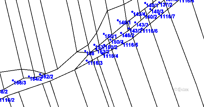 Parcela st. 1116/4 v KÚ Telnice u Brna, Katastrální mapa