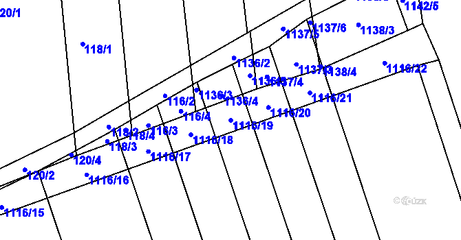 Parcela st. 1116/19 v KÚ Telnice u Brna, Katastrální mapa