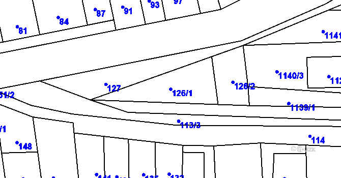 Parcela st. 126/1 v KÚ Telnice u Brna, Katastrální mapa