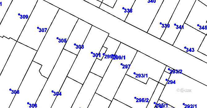Parcela st. 299/2 v KÚ Telnice u Brna, Katastrální mapa