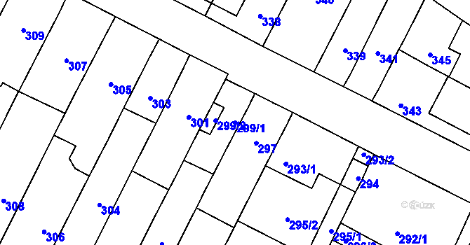 Parcela st. 299/1 v KÚ Telnice u Brna, Katastrální mapa
