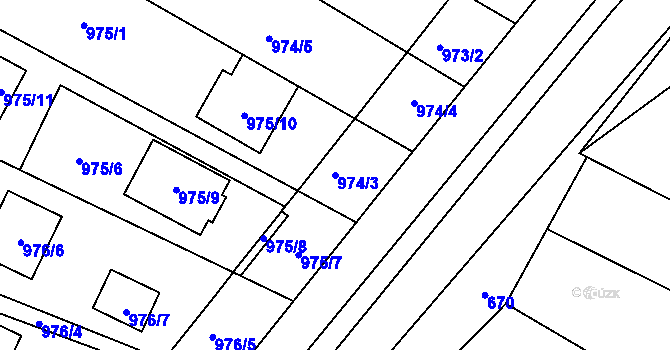 Parcela st. 974/3 v KÚ Telnice u Brna, Katastrální mapa