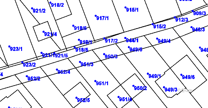 Parcela st. 950/3 v KÚ Telnice u Brna, Katastrální mapa