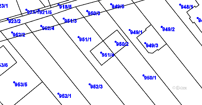 Parcela st. 951/4 v KÚ Telnice u Brna, Katastrální mapa