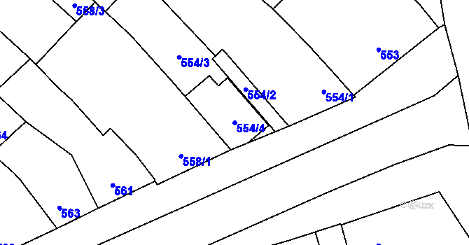 Parcela st. 554/4 v KÚ Telnice u Brna, Katastrální mapa