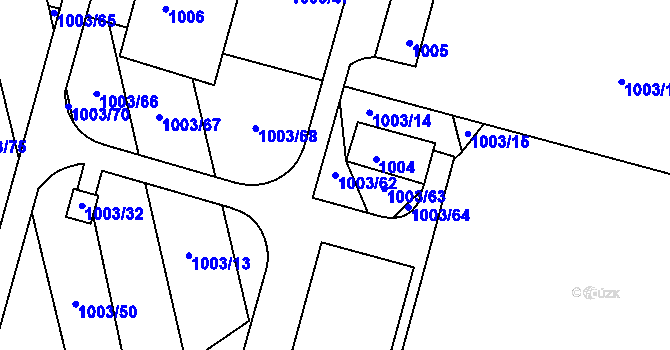 Parcela st. 1003/62 v KÚ Telnice u Brna, Katastrální mapa