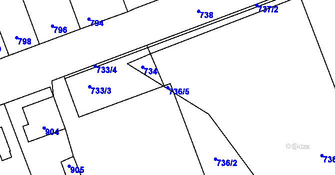 Parcela st. 736/5 v KÚ Telnice u Brna, Katastrální mapa