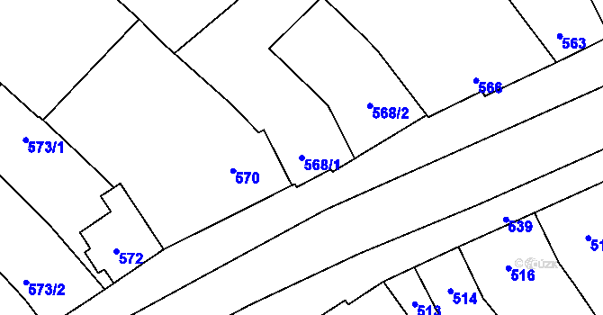 Parcela st. 568/1 v KÚ Telnice u Brna, Katastrální mapa