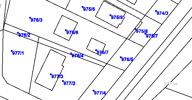 Parcela st. 976/7 v KÚ Telnice u Brna, Katastrální mapa