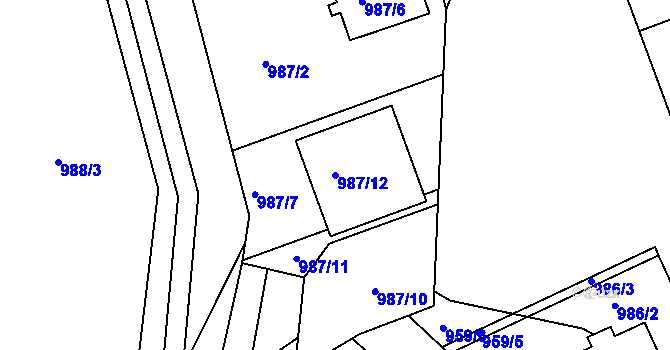 Parcela st. 987/12 v KÚ Telnice u Brna, Katastrální mapa