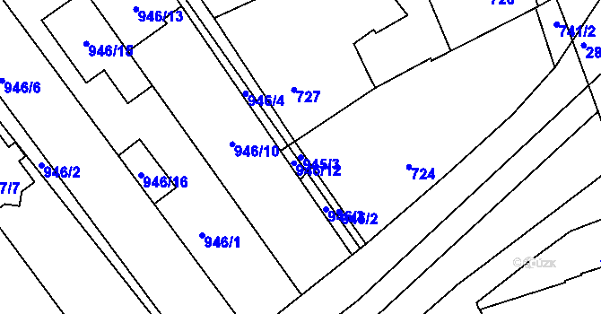 Parcela st. 945/3 v KÚ Telnice u Brna, Katastrální mapa