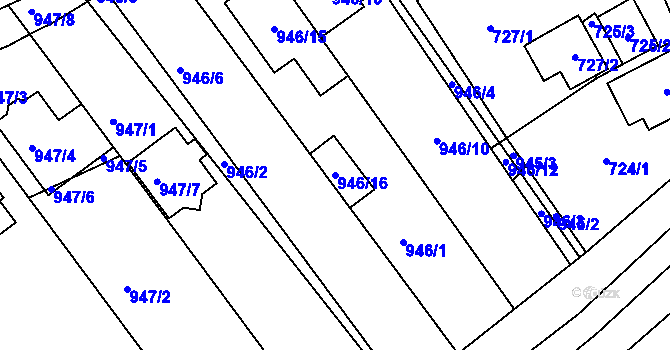 Parcela st. 946/16 v KÚ Telnice u Brna, Katastrální mapa
