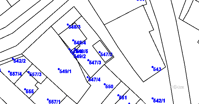 Parcela st. 547/2 v KÚ Telnice u Brna, Katastrální mapa