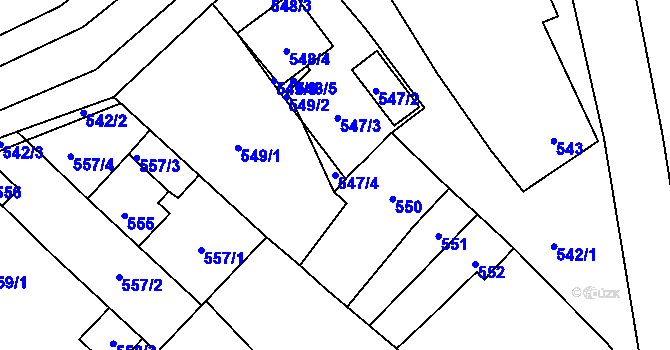 Parcela st. 547/4 v KÚ Telnice u Brna, Katastrální mapa