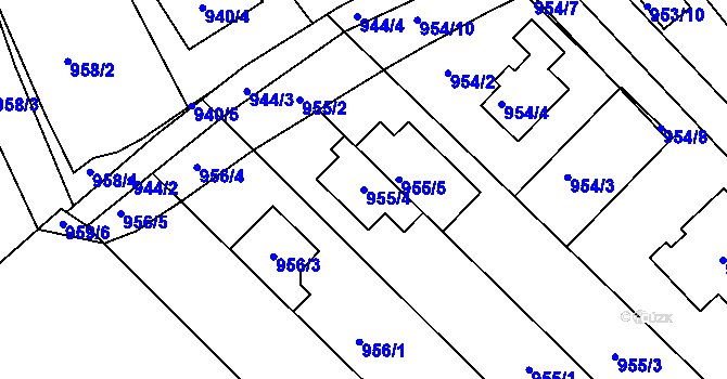 Parcela st. 955/4 v KÚ Telnice u Brna, Katastrální mapa