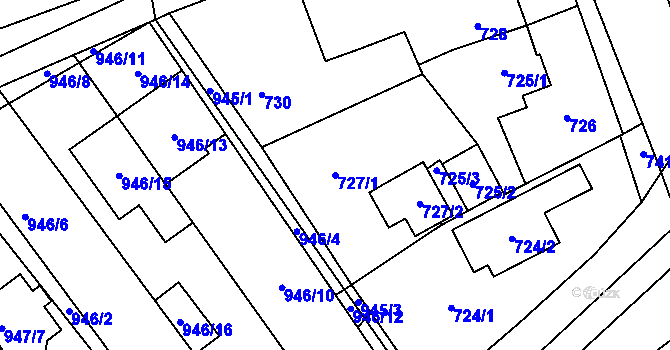 Parcela st. 727/1 v KÚ Telnice u Brna, Katastrální mapa