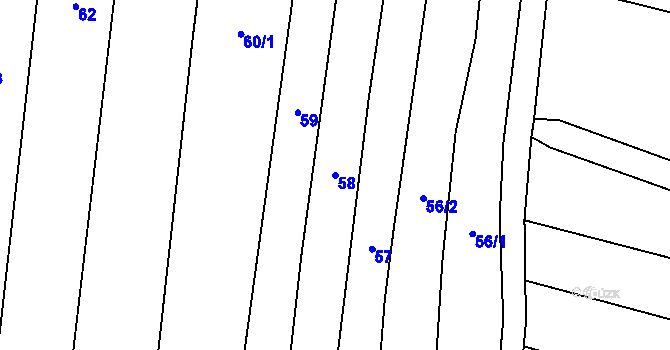 Parcela st. 58 v KÚ Lhota pod Horami, Katastrální mapa