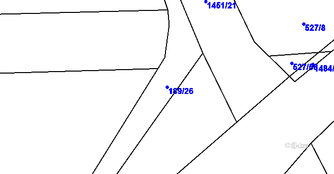 Parcela st. 189/26 v KÚ Lhota pod Horami, Katastrální mapa