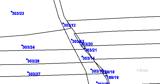 Parcela st. 303/20 v KÚ Lhota pod Horami, Katastrální mapa